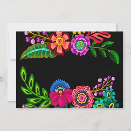 Mexikanisch-farbenfrohe Flora Hochzeitsessen Probe Einladung (Rückseite)