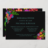 Mexikanisch-farbenfrohe Flora Hochzeitsessen Probe Einladung (Vorne/Hinten)