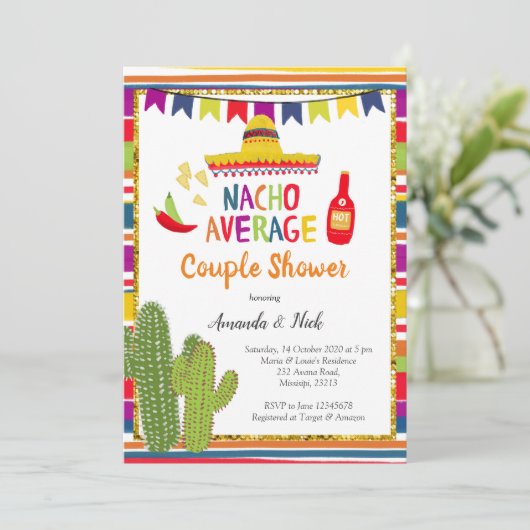 Mexikanisch farbenfrohe Nacho Durchschnittliche Du Einladung (Stehend Vorderseite)