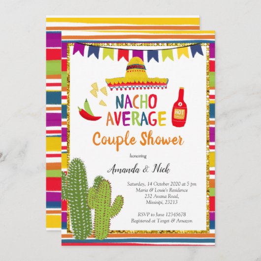 Mexikanisch farbenfrohe Nacho Durchschnittliche Du Einladung (Vorne/Hinten)