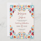 Mexikanisch-florale Farben Elegante Boda Wedding Einladung (Vorderseite)