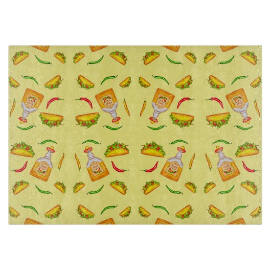 mexikanisch-hispanische Küche Tacos Tequila Schneidebrett (Vorderseite)