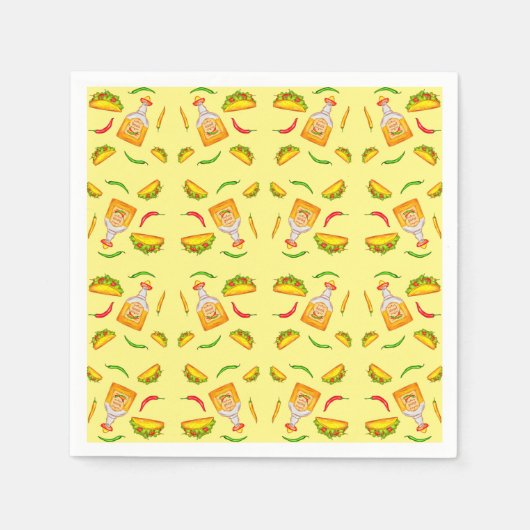 mexikanisch-hispanische Küche Tacos Tequila Serviette (Vorderseite)