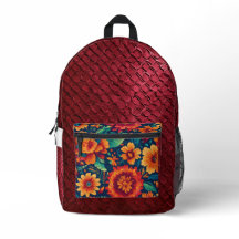 Mexikanisch inspirierte burgunderrote Floral-Print