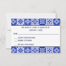 Mexikanisch inspirierte spanische Fliesen-RSVP-Kar