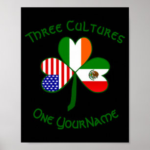 Mexikanisch Irisch Amerikanische Flagge Shamrock P Poster