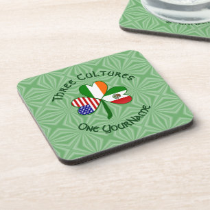 Mexikanisch Irische Amerikanische Flaggen Shamrock Getränkeuntersetzer