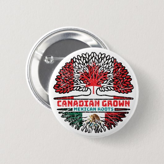 Mexikanisch-Kanadisches Tree-Roots-Flag Button (Vorne & Hinten)