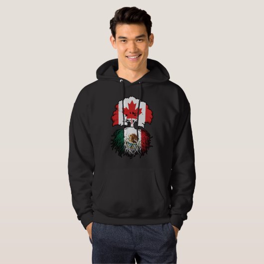 Mexikanisch-Kanadisches Tree-Roots-Flag Hoodie (Vorne ganz)