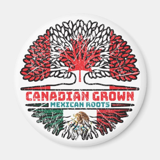 Mexikanisch-Kanadisches Tree-Roots-Flag Magnet (Vorne)