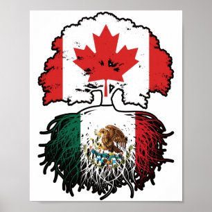 Mexikanisch-Kanadisches Tree-Roots-Flag Poster