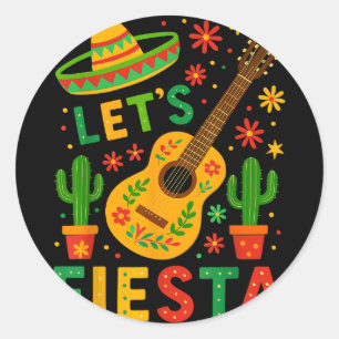 Mexikanisch lässt Gitarre Fiesta Cinco de Mayo Runder Aufkleber