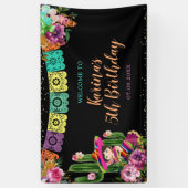 Mexikanisch Schwarz farbenfrohe Fiesta Floral Gebu Banner (Vertikal)