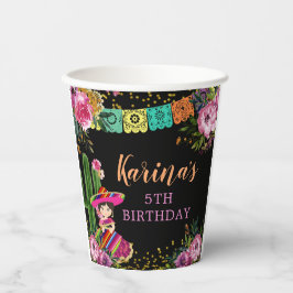 Mexikanisch Schwarz farbenfrohe Fiesta Floral Gebu Pappbecher