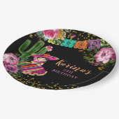 Mexikanisch Schwarz farbenfrohe Fiesta Floral Gebu Pappteller (Schrägansicht)