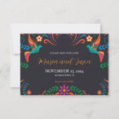 Mexikanisch Schwarz farbenfrohe Floral Nuestra Bod Save The Date (Vorderseite)