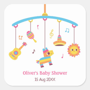 Mexikanisch thematisierte Babyparty-Dekorationen f Quadratischer Aufkleber