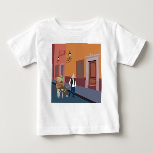 Mexikanisch und Donkey in der Stadt Baby T-shirt (Vorderseite)