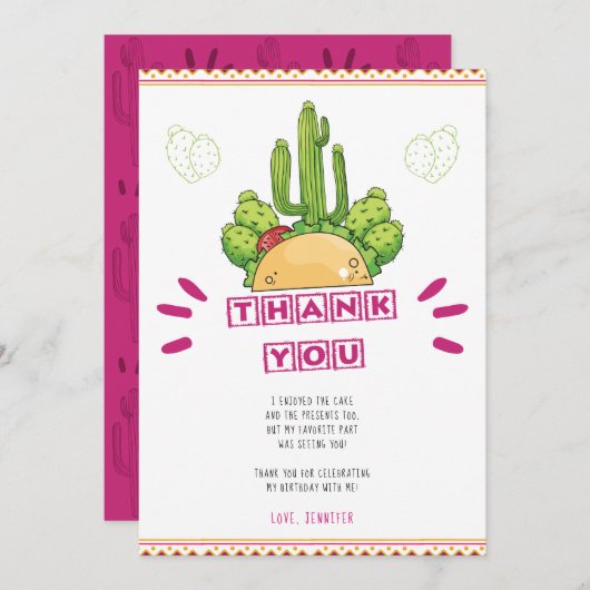 Mexikanisch Vielen Dank Taco Cactus Card Einladung (Vorne/Hinten)