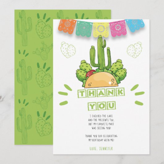 Mexikanisch Vielen Dank Taco Cactus Card Einladung (Vorne/Hinten)