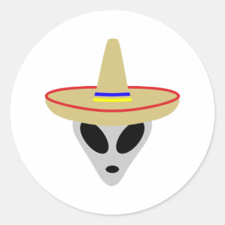 mexikanische Alien Sombrero Runder Aufkleber