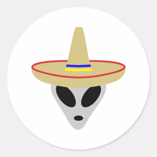 mexikanische Alien Sombrero Runder Aufkleber (Vorderseite)
