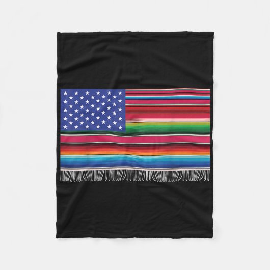 mexikanische amerikanische Flagge Serape Cinco de Fleecedecke (Vorderseite)