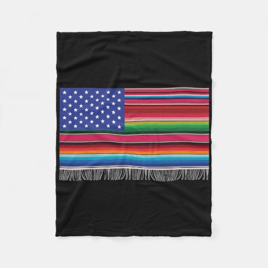 mexikanische amerikanische Flagge Serape Cinco de  Fleecedecke (Vorderseite)