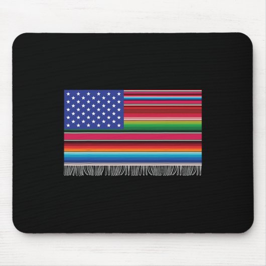 mexikanische amerikanische Flagge Serape Cinco de  Mousepad (Vorne)