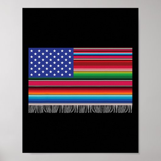mexikanische amerikanische Flagge Serape Cinco de  Poster (Vorne)