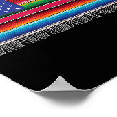 mexikanische amerikanische Flagge Serape Cinco de  Poster (Ecke)