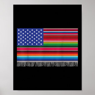 mexikanische amerikanische Flagge Serape Cinco de  Poster