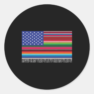 mexikanische amerikanische Flagge Serape Cinco de Runder Aufkleber