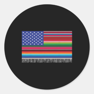 mexikanische amerikanische Flagge Serape Cinco de  Runder Aufkleber