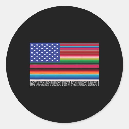 mexikanische amerikanische Flagge Serape Cinco de Runder Aufkleber (Vorderseite)