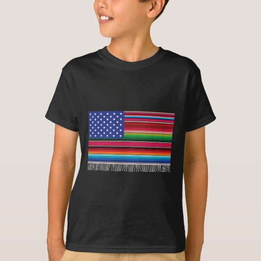 mexikanische amerikanische Flagge Serape Cinco de  T-Shirt (Vorderseite)