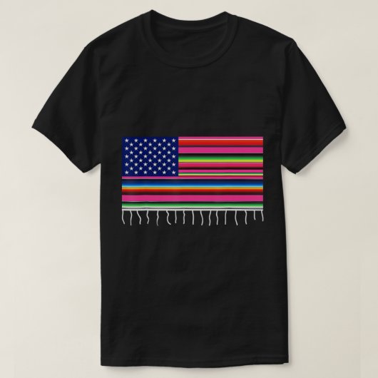 Mexikanische amerikanische Flagge USA Serape Cinco T-Shirt (Design vorne)
