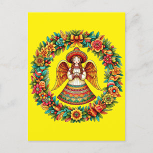 Mexikanische Angel-Girl-Blume illustrieren Kunstwe Postkarte
