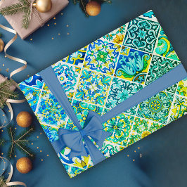 mexikanische Aqua Minze sizilianische mediterrane Geschenkpapier