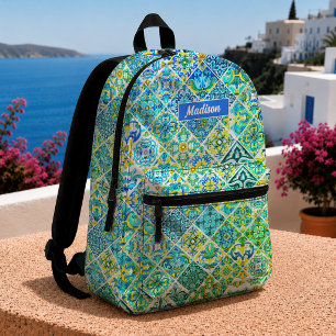 Mexikanische Aqua-Minze Sizilianische Mittelmeerfl Bedruckter Rucksack