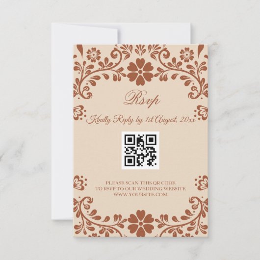 Mexikanische Art Beige Wedding RSVP Karte (Vorderseite)