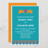 Mexikanische Art-Liebe-Vögel, die Einladungs-Aqua Einladung (Vorne/Hinten)