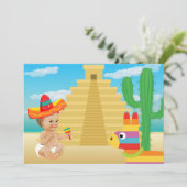 mexikanische Babydusche Einladung mit Vintagem Bab (Stehend Vorderseite)