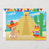 mexikanische Babydusche Einladung mit Vintagem Bab (Vorne/Hinten)