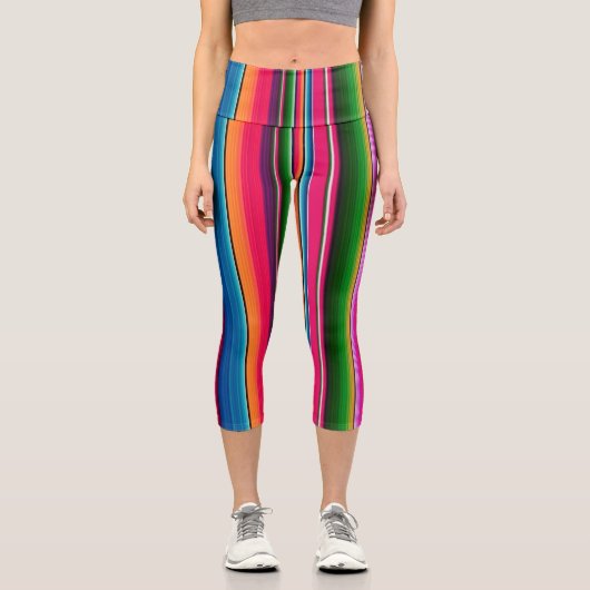 mexikanische Blanket serape Streifen farbenfroh Capri Leggings (Vorderseite)