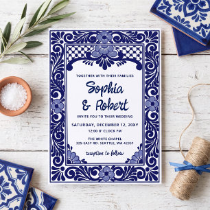 Mexikanische Blaue Talavera-Hochzeit Einladung