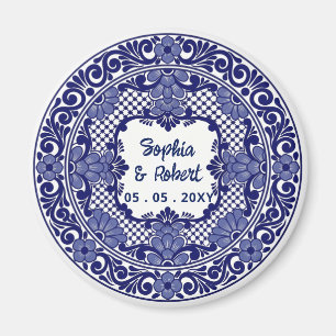 Mexikanische Blaue Talavera-Hochzeit Magnet