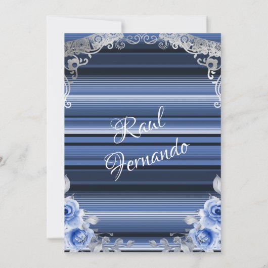 mexikanische Blue & Gold Baby Dusche Einladung (Rückseite)