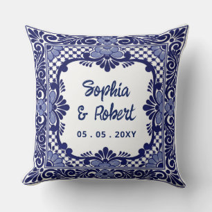 Mexikanische Blue Talavera Hochzeit Kissen
