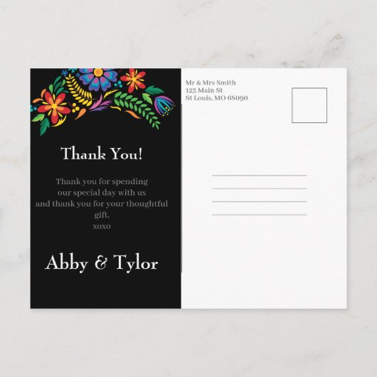 Mexikanische Blume Foto Danke Postcard Postkarte (Rückseite)